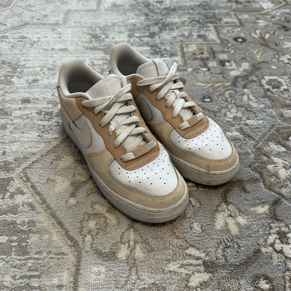 White and Tan Nike Air Forces